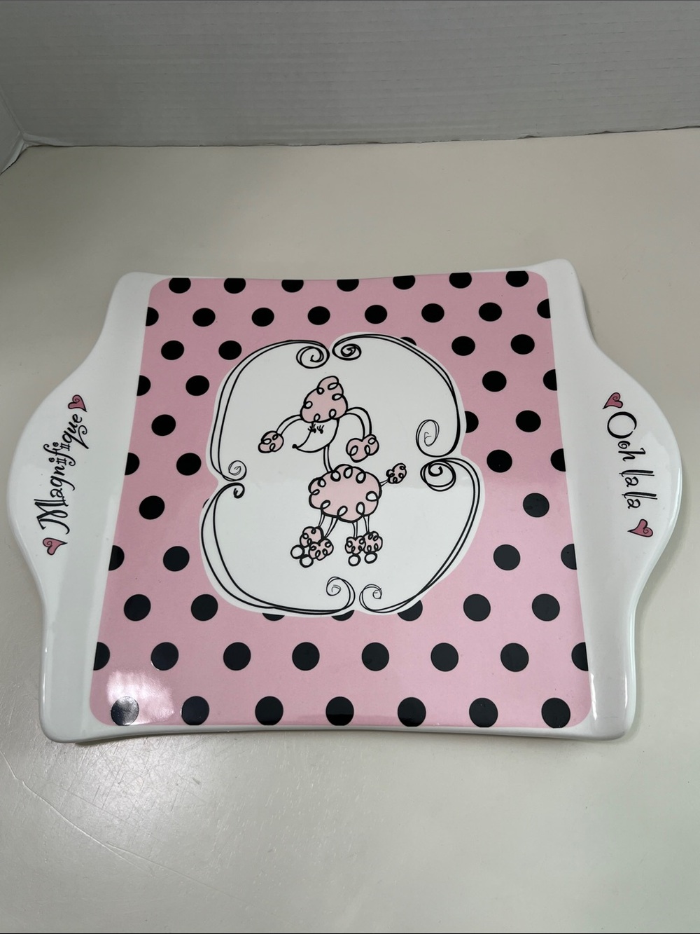 GANZ Ooh La La Pink Poodle Ceramic Tray